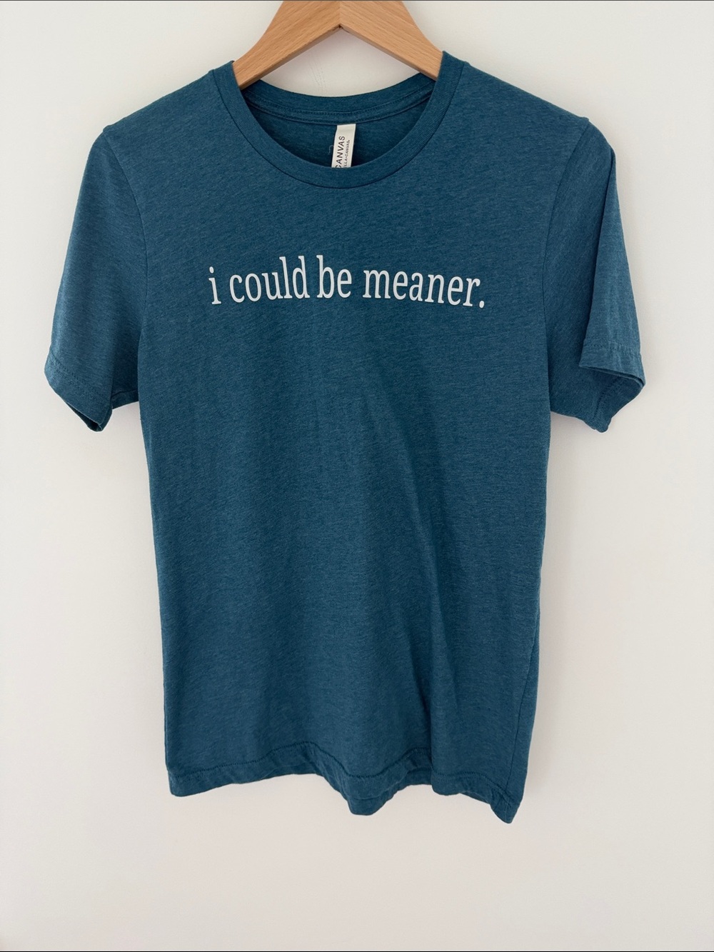 Bella Canvas Teal Graphic Tee with White Text Size Medium